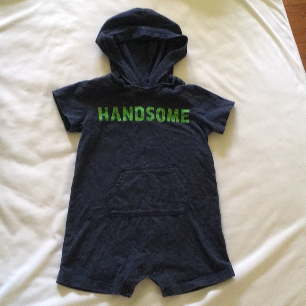 Infant pull over hooded romper- “Handsome”